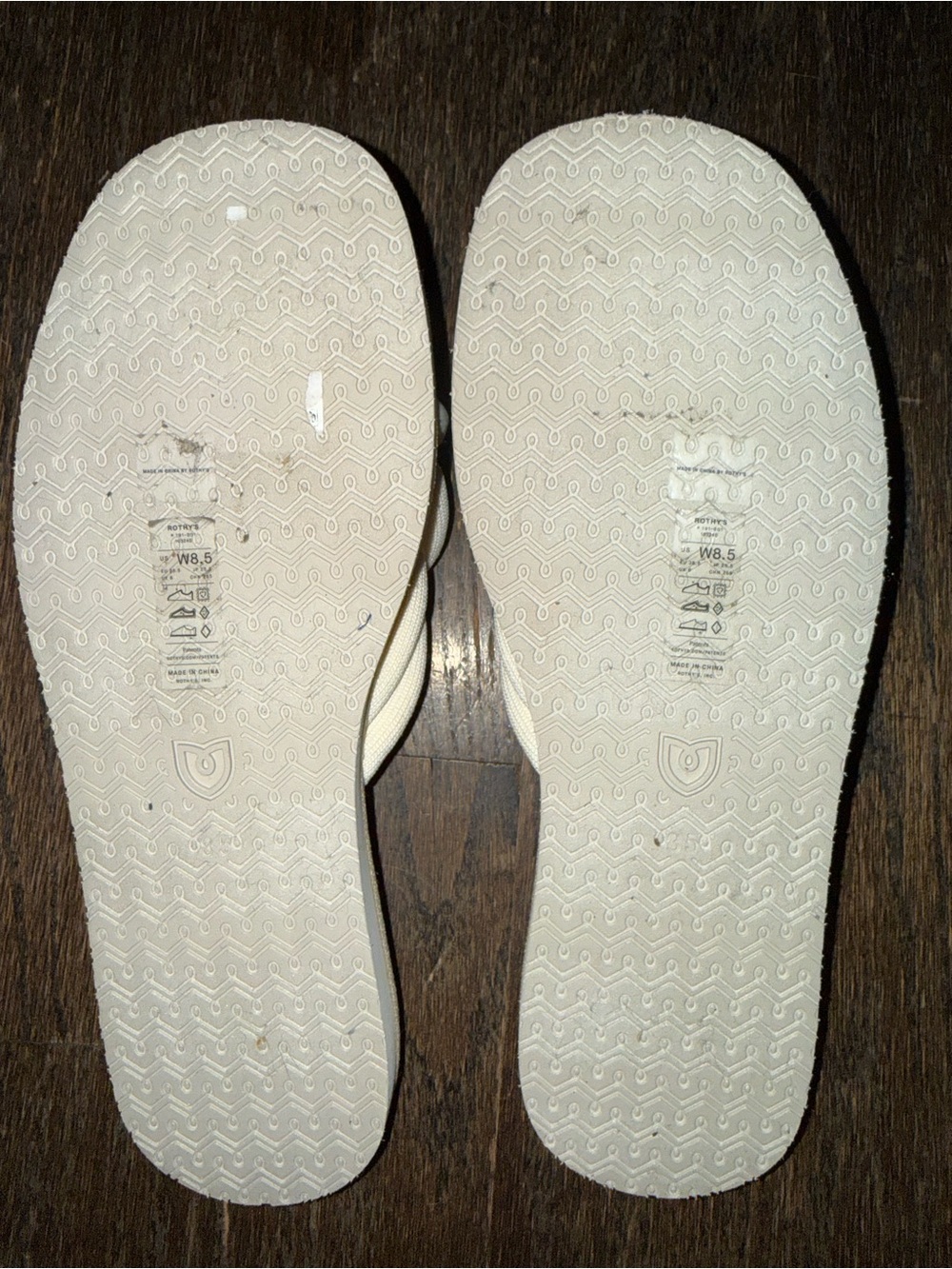 Rothy's Cream Knotted Slide Sandals with Tan Footbed - Picture 2 of 2
